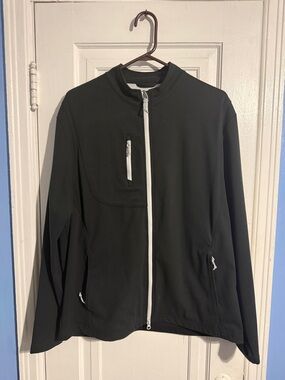 johnnie-O The Fade Black Lightweight Jacket with White Zippers Sz L